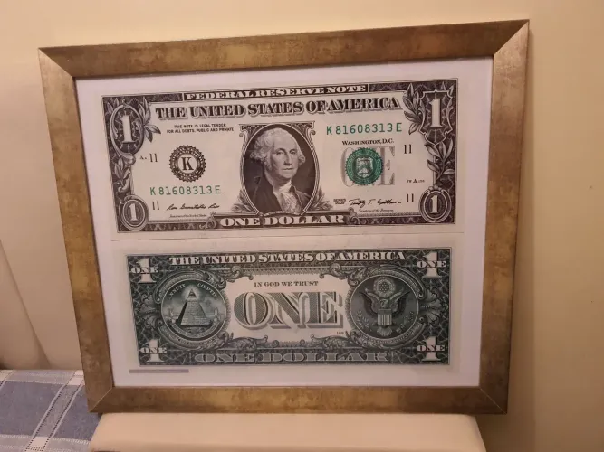 Quadro Decorativo NOVO - Cédulas de Dólar Americano
