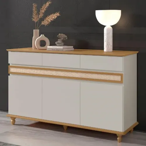 Buffet Balcão 3 Portas Com Acabamento em tela Ratan! Frete + Montgem Grátis.