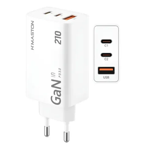 Fonte Maston Turbo Gan 210w Para Notebook Tablet E Celular