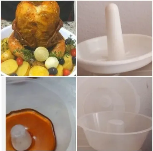 Forma para pudim com furo central e forma para frango micro-ondas