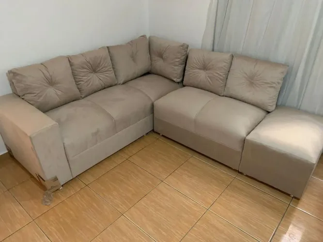 Sofá de Canto Bege direto de fábrica
