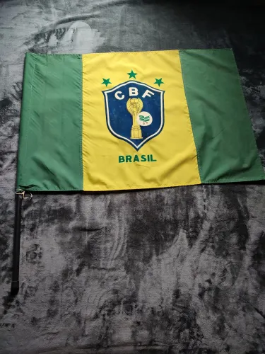 Bandeira antiga do Brasil com Emblema da CBF em Veludo