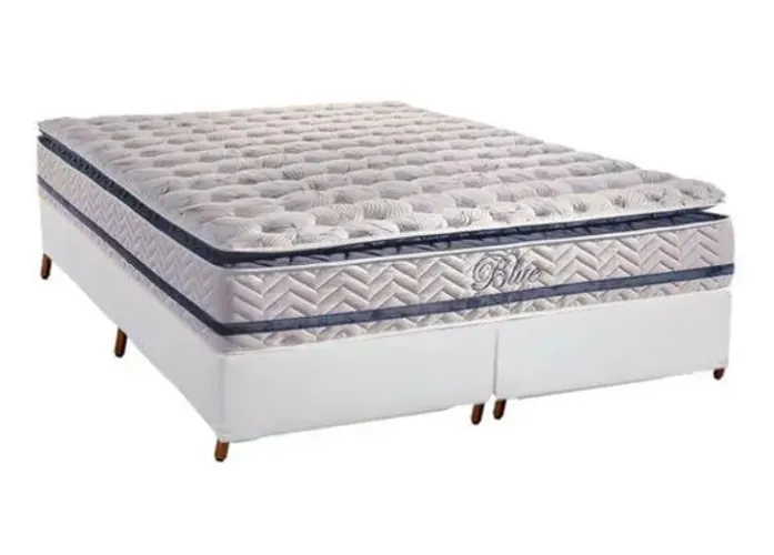 Colchão Queen Blue + Base Box Pronta Entrega .