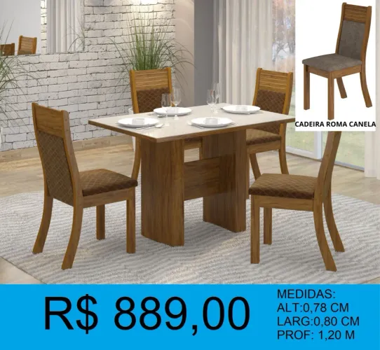 Mesa de Jantar 4 Cadeiras R$ 889,00
