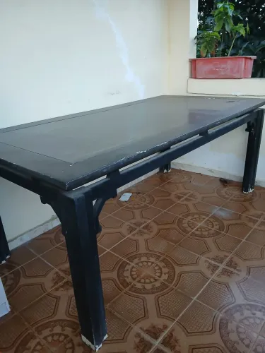 Mesa madeira e vidro temperado 