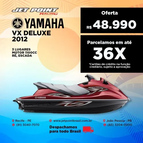 JET SKI YAMAHA VX DELUXE 2012, Muito Novo, Revisado, Parcela 36x
