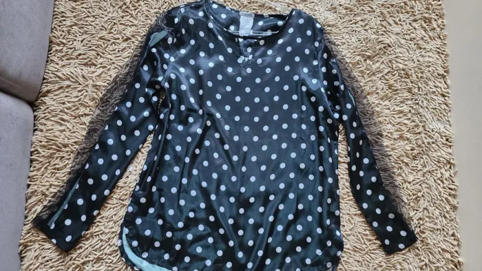 Blusa social viscosr com detalhe transparente ba manga