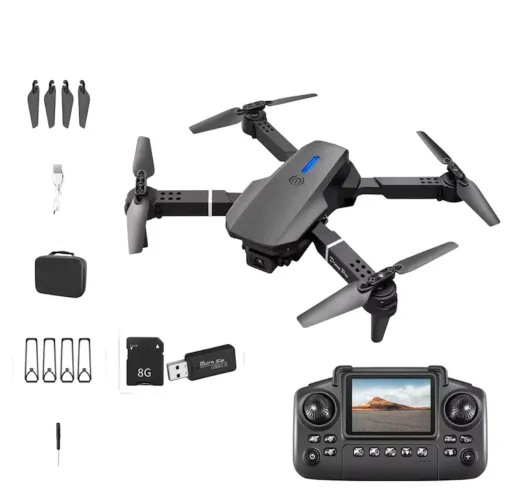 Drone Profissional E88 Pro 4K + Maleta de Transporte - Preto