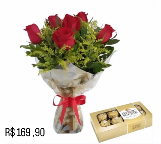 Buquê de Rosas Vermelhas com Ferrero Rocher