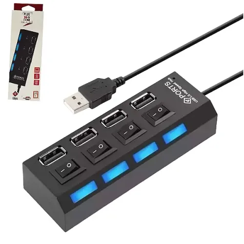 Hub Usb 2.0 Com 4 Portas, Switch Liga/Desliga, Cabo de 45 cm - MBTech