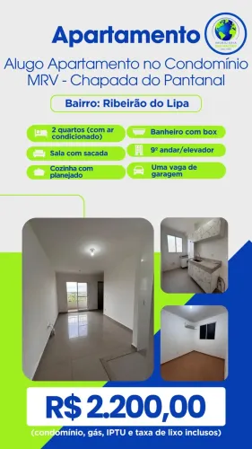 Alugo Apartamento no Condomínio MRV - Chapada do Pantanal - Ribeirão do Lipa