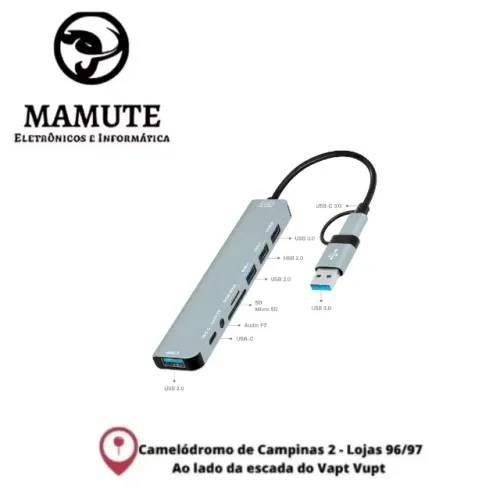 HUB USB 3.0 + USB-C 8 em 1