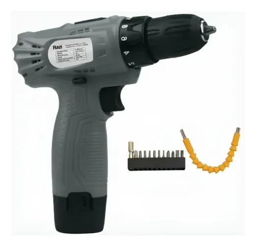Furadeira Parafusadeira 3/8 Com 1 Bateria 12v Razi 0 Cinza