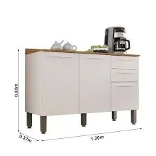Balcão Cozinha Valência Salleto Branco - Entrega Rápida!