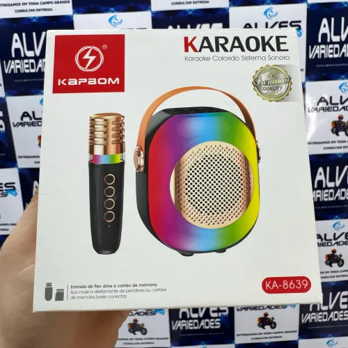 Caixa de som Bluetooth com microfone sem fio karaokê 