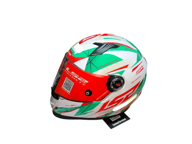 Capacete Moto Ls2 Ff358 Draze Branco Verde Vermelho Size 58
