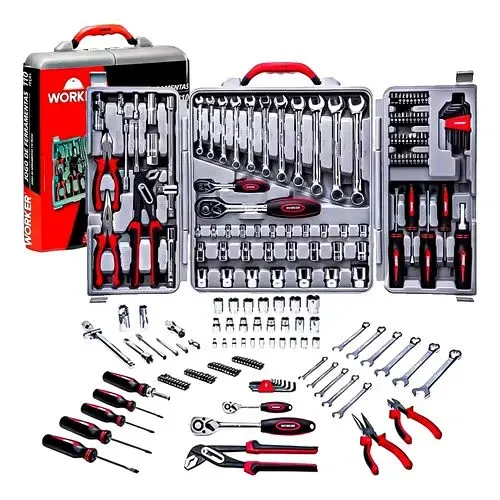 Kit Jogo De Ferramentas Maleta Com 110 Peças Soquete Chave Completo Worker.