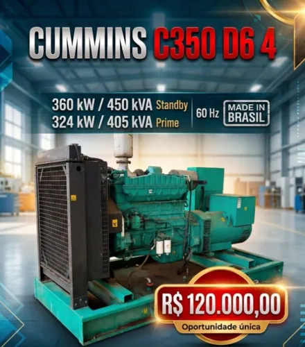 GERADOR CUMMINS C350 D6 4 - 450 kVA | R$ 120.000,00