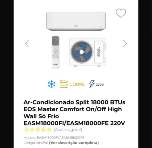 AR CONDICIONADO 18MIL BTUS
