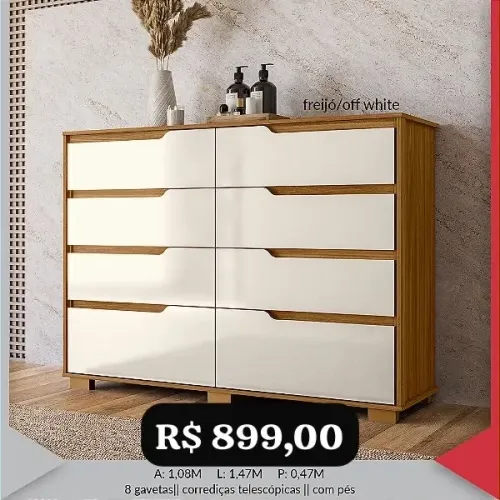 Cômoda 8 gavetas - Promoção