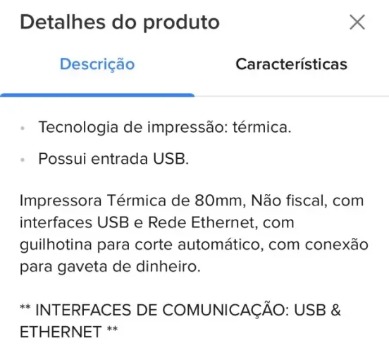 impressora térmica não fiscal