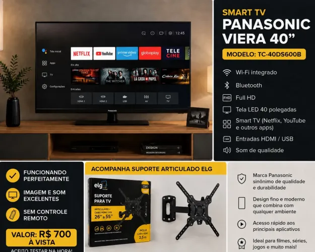 Smart TV Panasonic Viera 40? Full HD + Suporte ELG