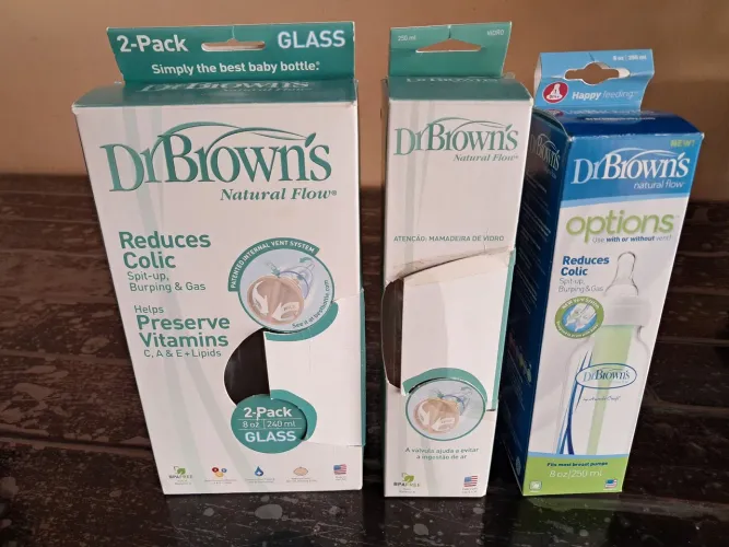 Mamadeiras anti cólicas Dr. Browns. Vidro e 