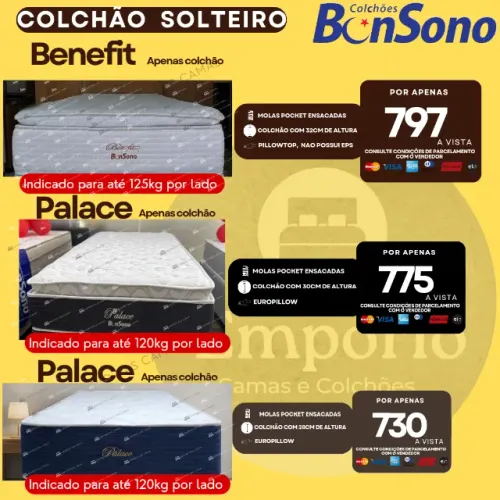 Colchão solteiro Bonsono molas ou espuma pronta entrega consulte D20, D33, D65, D28