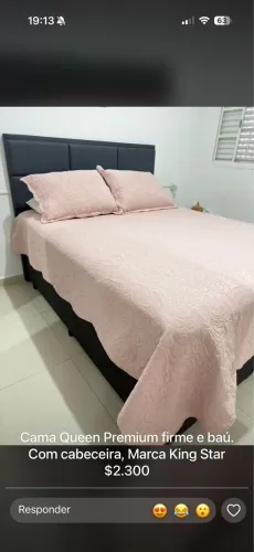 Cama Queen Premium firme e baú. Com cabeceira, Marca King Star