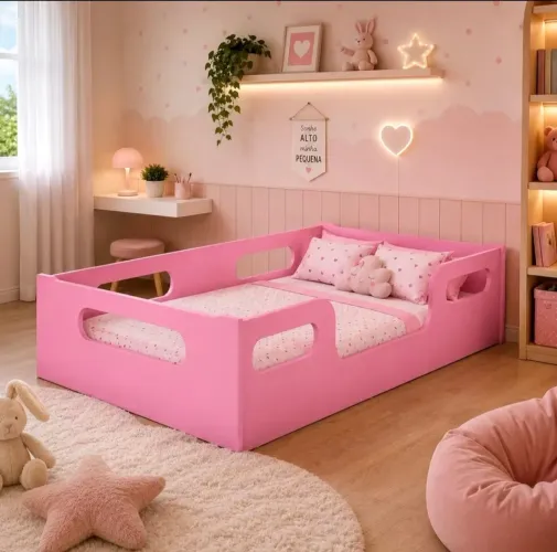Cama infantil rosa mantessoriana LACRADA