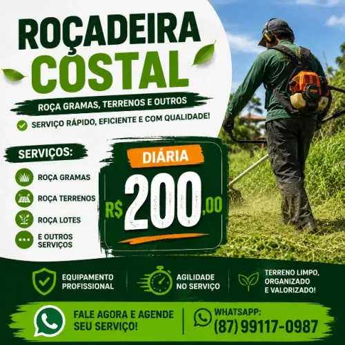 Serviços de roçagem profissional e rápido
