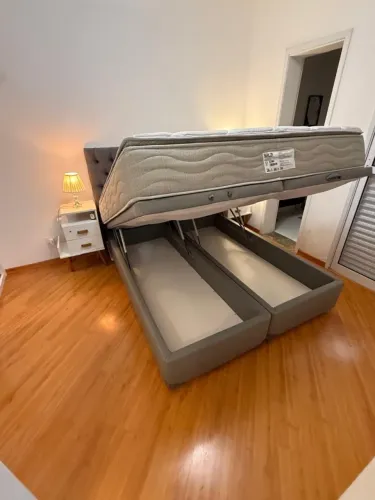 Conjunto Quarto Casal Queen - Base Box Baú + Cabeceira + 2 Criados (sem colchão)