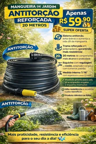 MANGUEIRA DE JARDIM ANTITORÇÃO REFORÇADA - 20 METROS