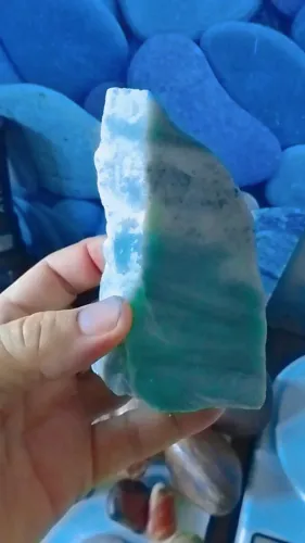 Arte em pedra verde natural de Quartzo 430g