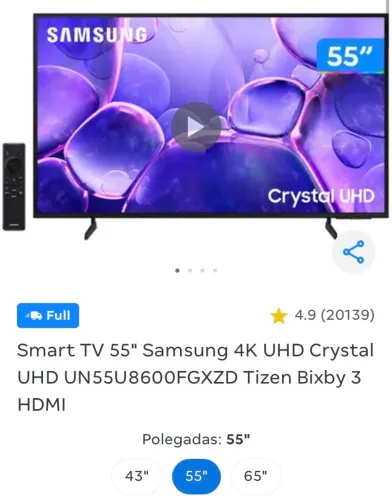 SMART TV SAMSUNG 55 4K POLEGADAS LACRADA 