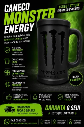 ? CANECO PORTA LATAS MONSTER ENERGY
