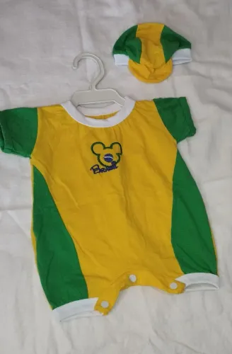 MACACÃO&BONÉ DO BRASIL PARA BEBÊS (0 a 3) meses