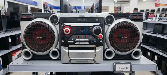 Som Philips fw-m377 com 3cds,rádio e usb