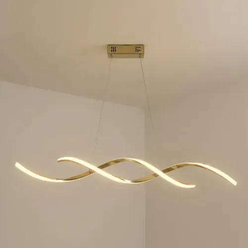 Lustre Pendente Dna Espiral Moderno Led 3 Em 1 Estrutura Dourado