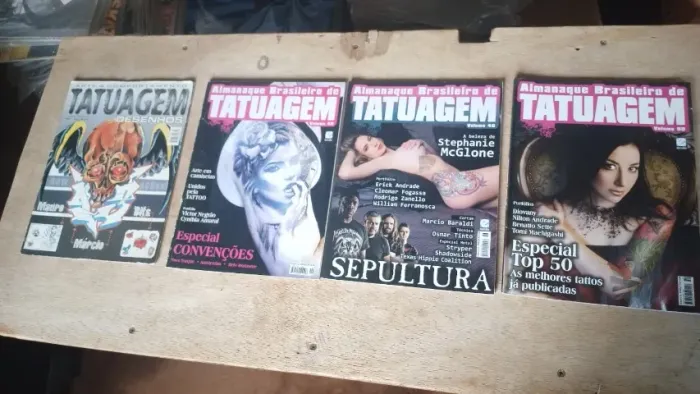 tatuagem - 4 revistas de tatuagem + 3 revistas brindes de tatoo para recortes