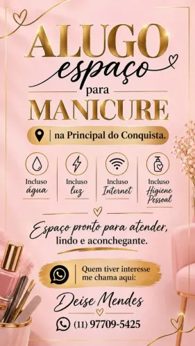 ALUGO ESPAÇO PARA MANICURE 