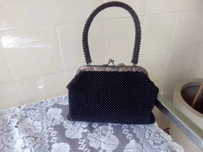 Bolsa Vintage, de Festa, Artesanal, em Miçangas, Feita à Mão.