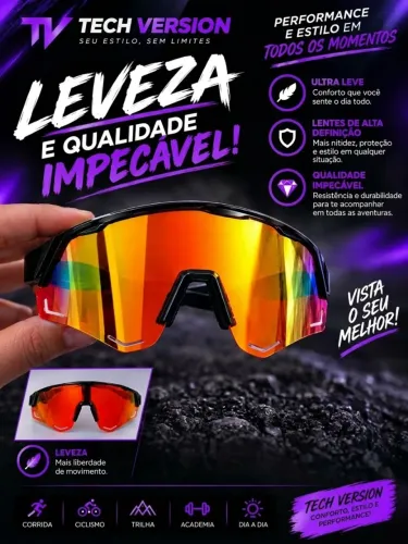ÓCULOS ESPORTIVOS TECHVERSION - ENTREGA GRATIS