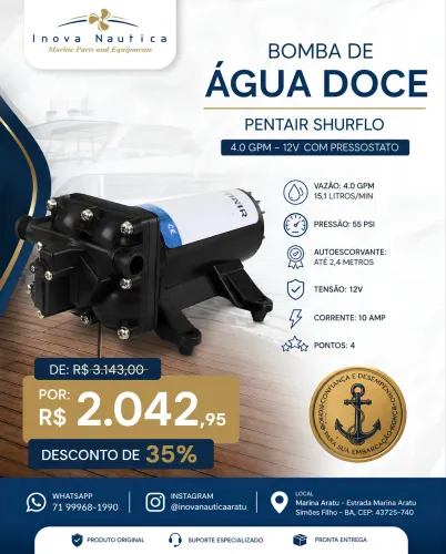 Bomba de água doce c/ Pressostato 4.0 GPH