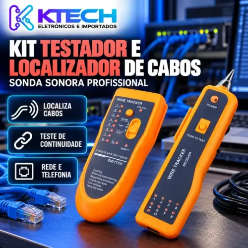 Kit Testador e Localizador de Cabos RJ45 RJ11 com Caneta Sonora