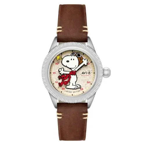 Relógio AVI-8 Peanuts Snoopy Flying Ace Camel Brown Limited Edition AV-4138-01