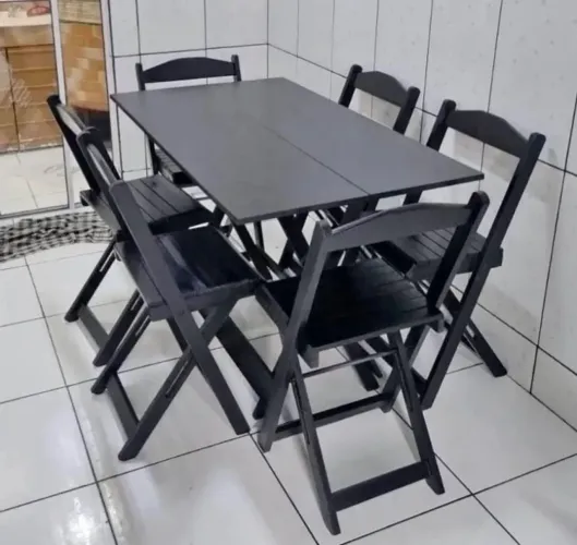 MESA DOBRÁVEL 120x70 06 CADEIRAS PERFEITA PARA EVENTOS, FÁCIL DE GUARDAR