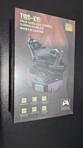 Fone de Ouvido Bluetooth 5.3 Gamer TWS-X15 até 12h de bateria Fone à prova d'água NOVO