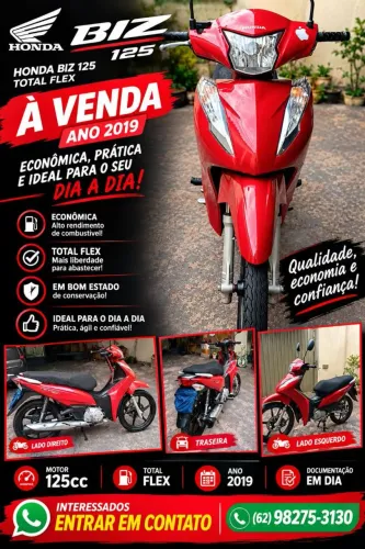 Vendo uma Honda biz ano 2019 flex 
