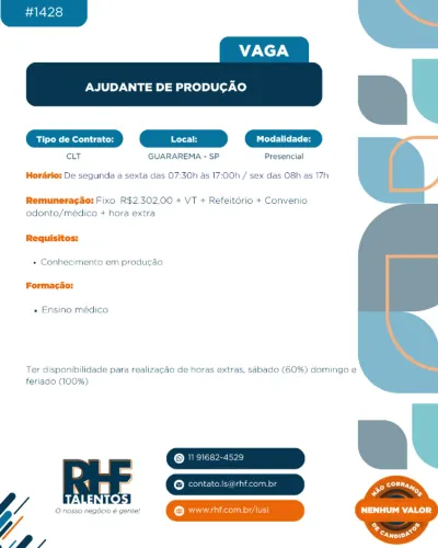 Auxiliar de produção #1428
